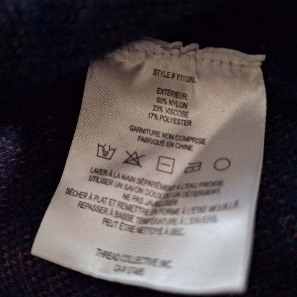 NWOT NVLT Women's Blue and Pink Eyelash Knit Plaid Coat - Picture 12 of 12